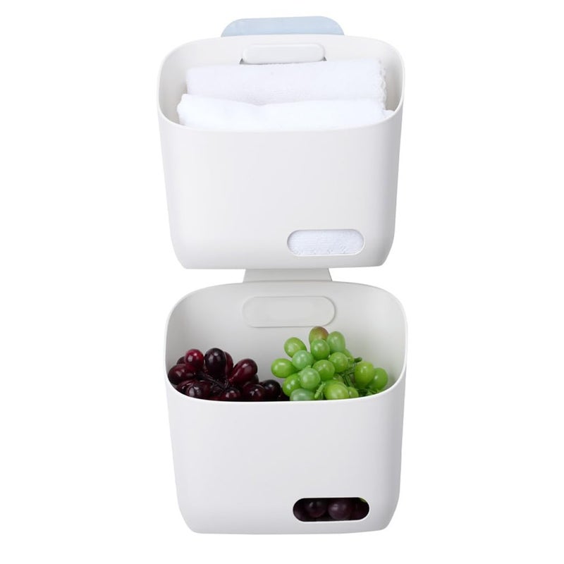 LeleCAT Plastic Hanging Basket Kitchen Storage organizer, Basket with Detachable hook, Hang it behind a door or on a railing, Over the Cabinet Door (Light White, Large)2pack - Image 1